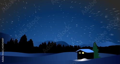 Sternenlandschaft mit Haus 050713