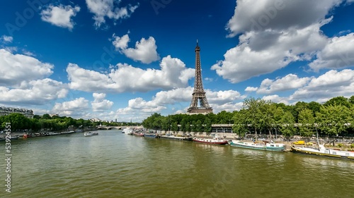 Eiffel Tower and Seine River, Paris, France