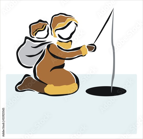 mujer esquimal pescando