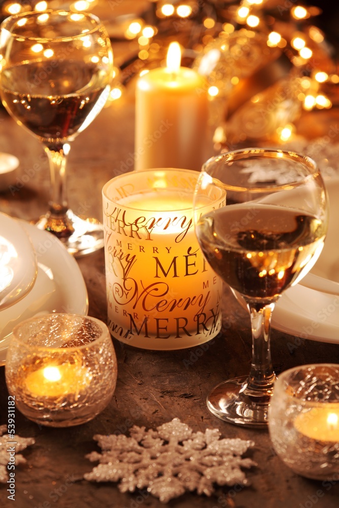 Plates and decorations on holiday table setting. Plates and decorations on holiday table setting.