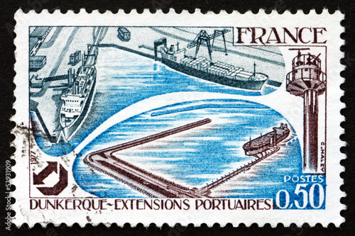Postage stamp France 1977 Dunkirk Harbor