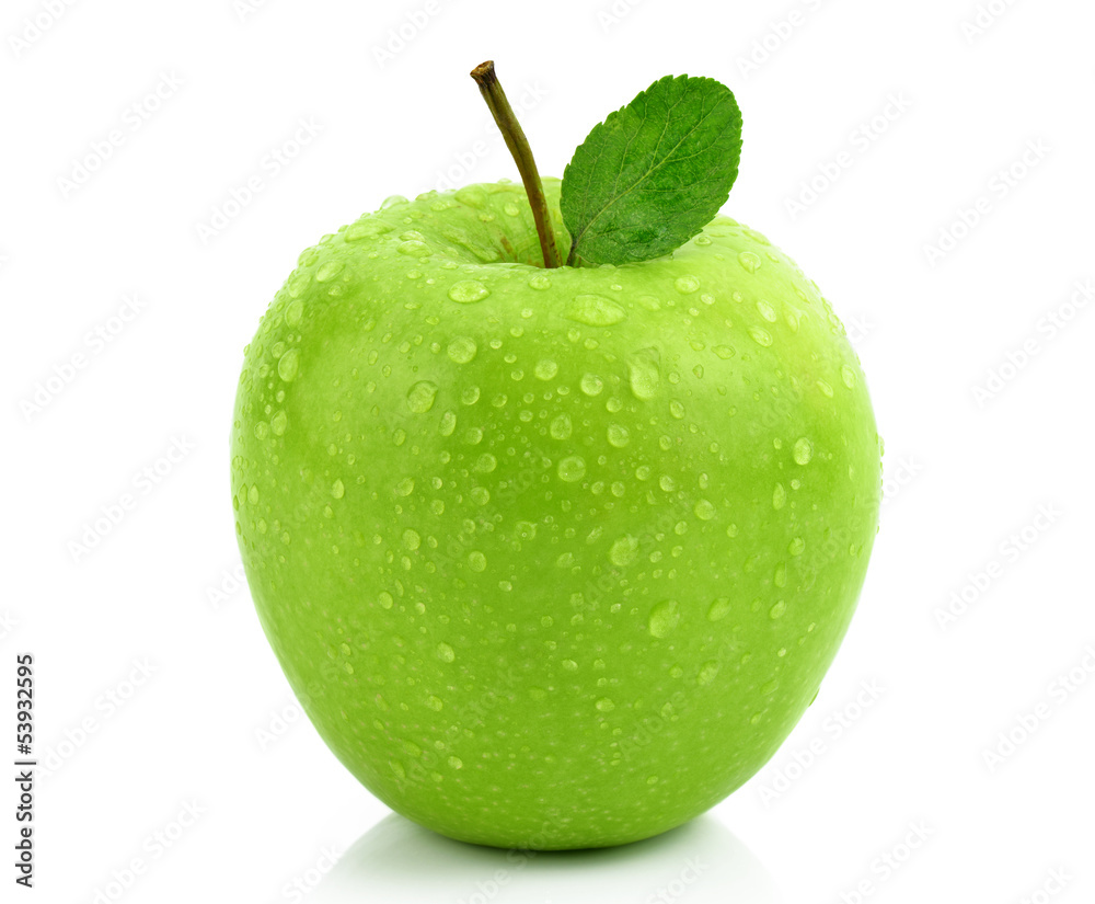 Mokre zielone jabłko - obrazy, fototapety, plakaty 