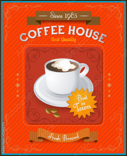 Vintage Coffee House card eps 10 illustration