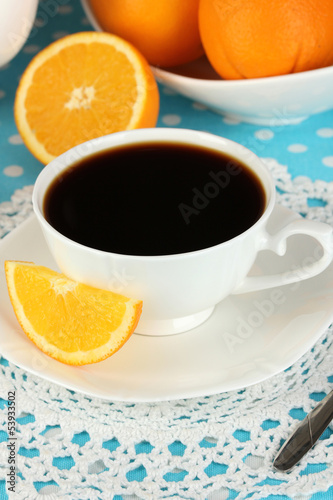 Beautiful white dinner service with oranges