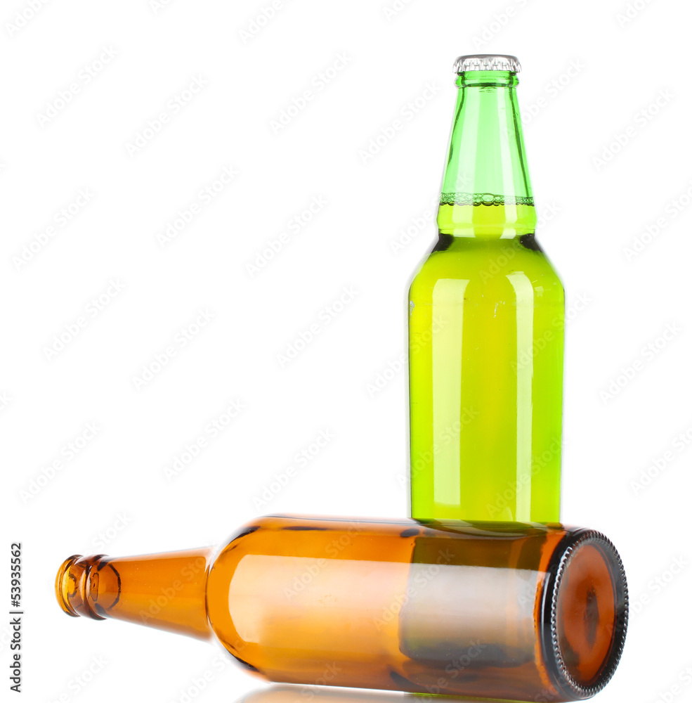 Bier in bottles isolated on white Bier in bottles isolated on white