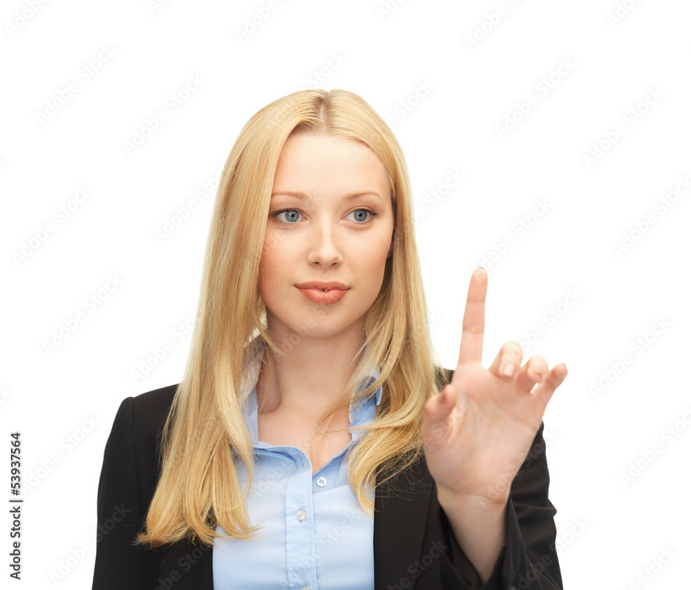 businesswoman working with something imaginary businesswoman working with something imaginary