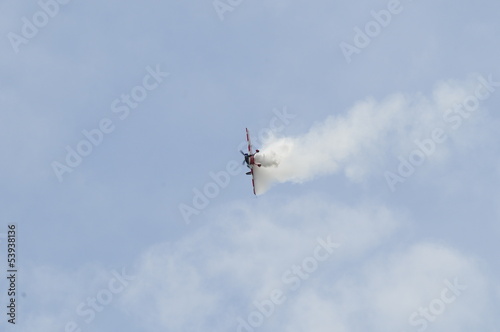 Airshow of a small propeller airplane