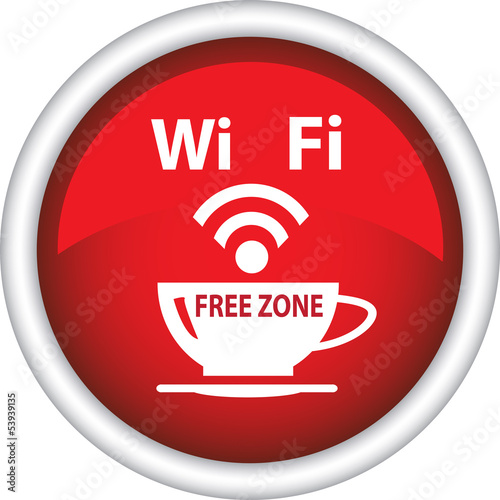 Красная иконка с изображением чашки кофе и Wi Fi