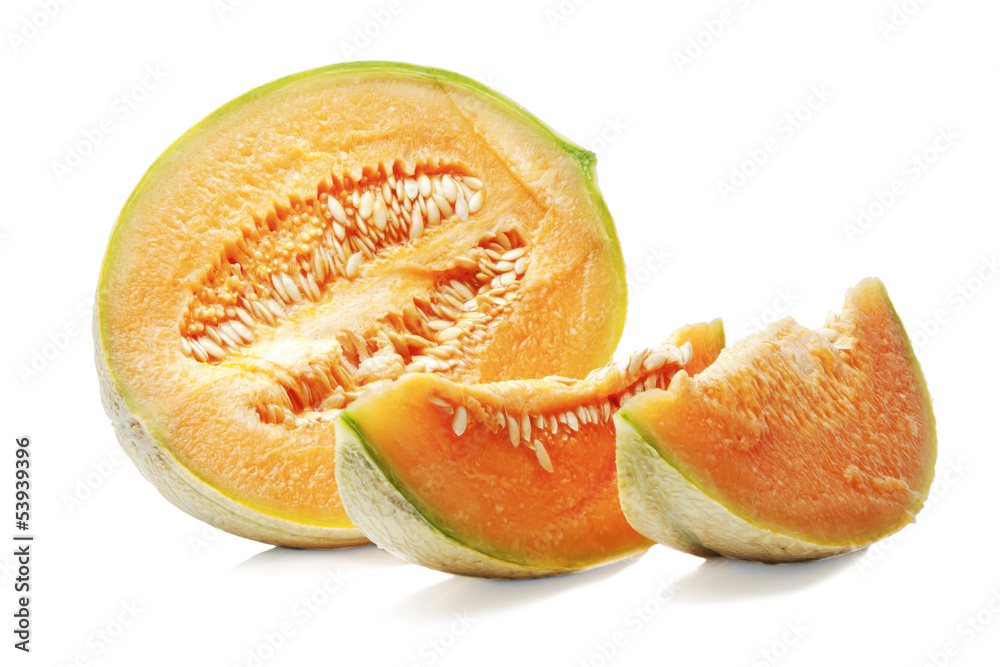Melon on the white background. Melon on the white background.