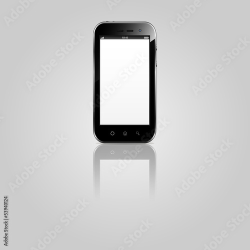 Black smart phone with touch screen blank