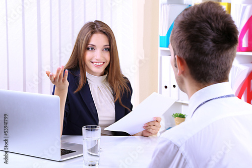 Job applicant having interview