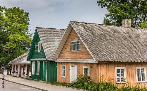 Traditional wooden houses in Trakai, Lithuania