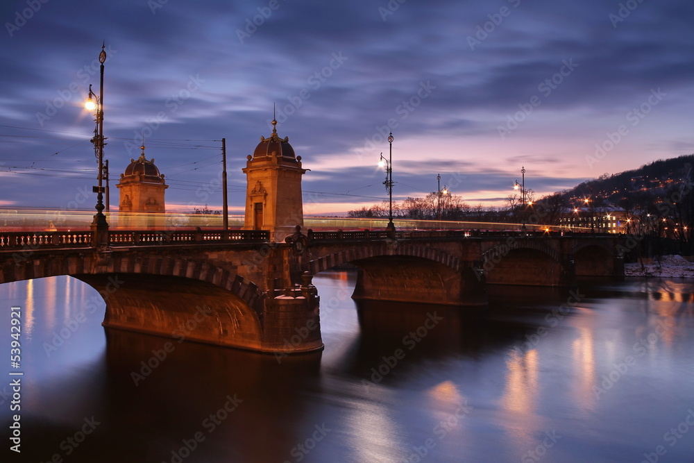 Naklejka premium The view of Legion bridge in Prague