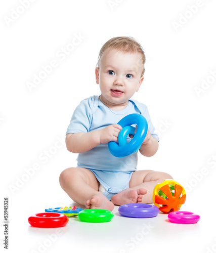 baby boy playing with color...