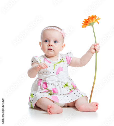 beautiful baby girl with fl...