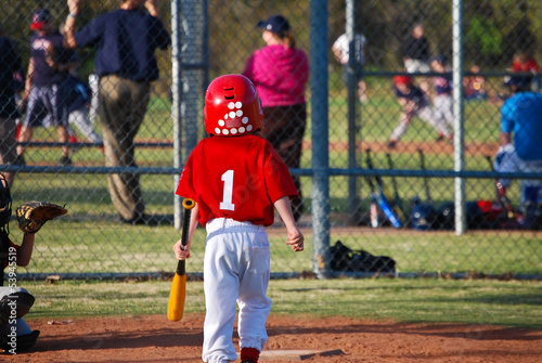 Little league batter from behind