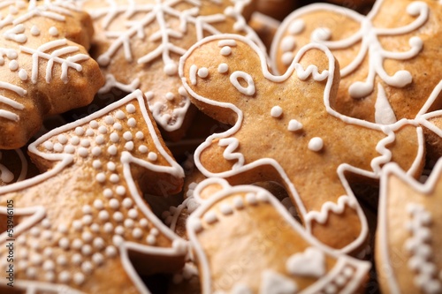 Close-up of Christmas gingerbread cookies.