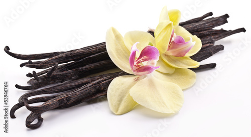 Vanilla sticks with a flower.