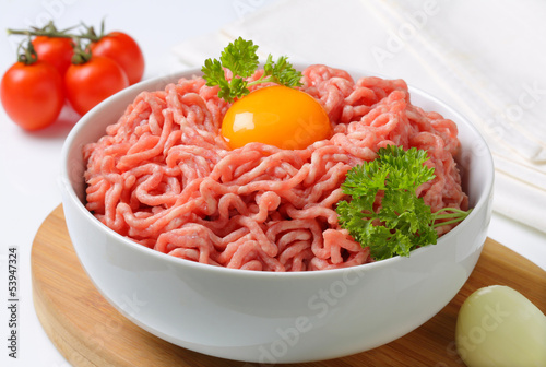 Raw minced meat and egg yolk