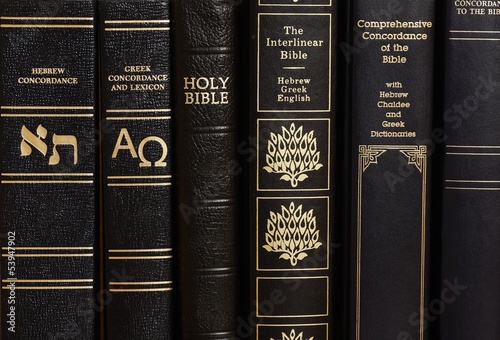 Detail of book covers - Holy Bible and concordance