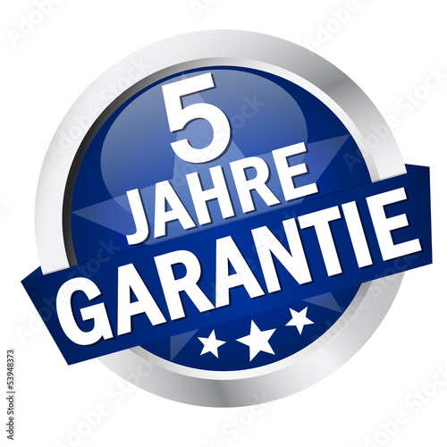 Button mit Banner " 5 JAHRE GARANTIE "