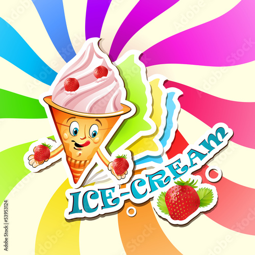 Strawberry ice cream cartoon