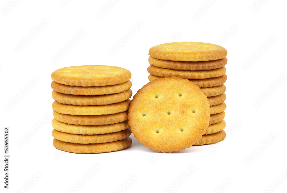 Crackers isolated on white background Crackers isolated on white background