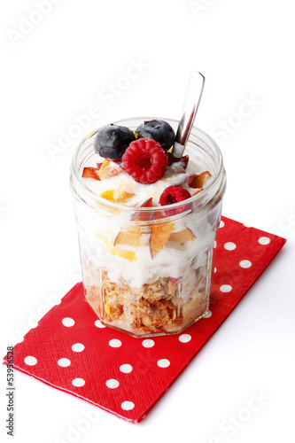 Yogurt with fresh Fruit and Granola photo