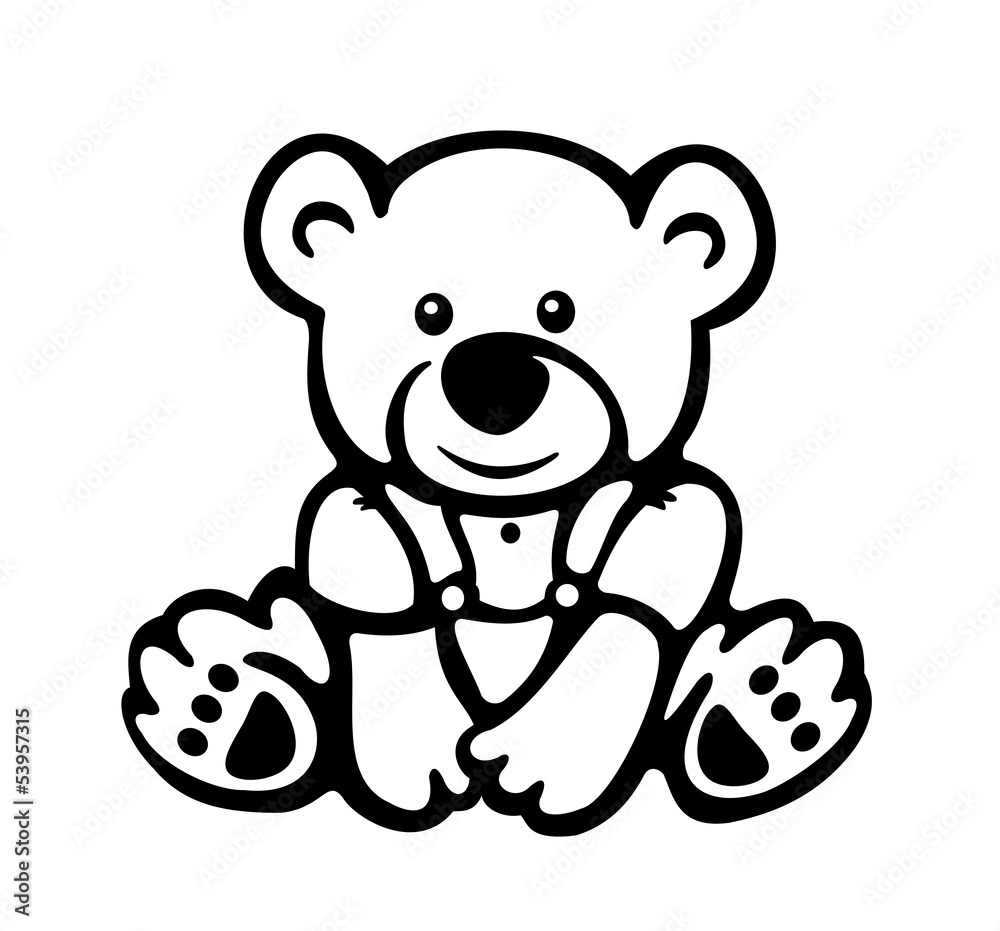Obraz premium Vector of cute baby bear silhouette.