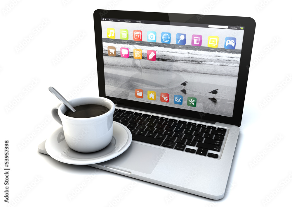 Computer and coffee Computer and coffee