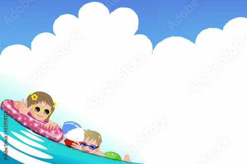 夏休み 子供 children enjoying bath time