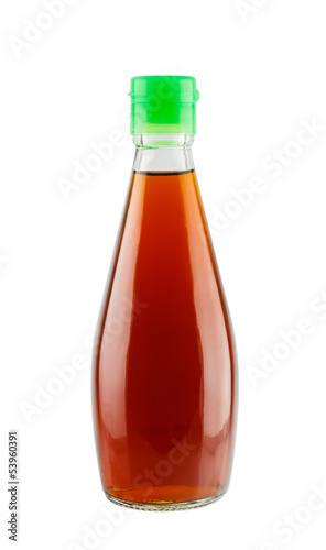 Fish sauce in glass bottle isolated on white background