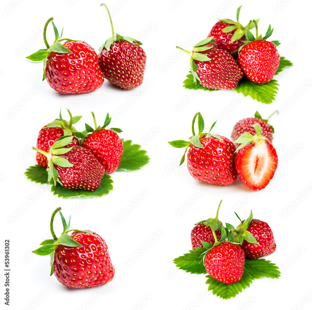Set of fresh strawberries Set of fresh strawberries