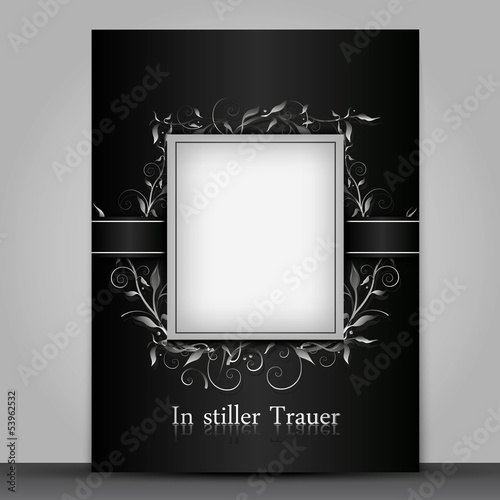 Trauerkarte mit Text- , Bildfeld