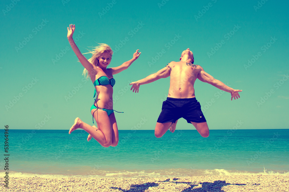 Couple having fun on the beach