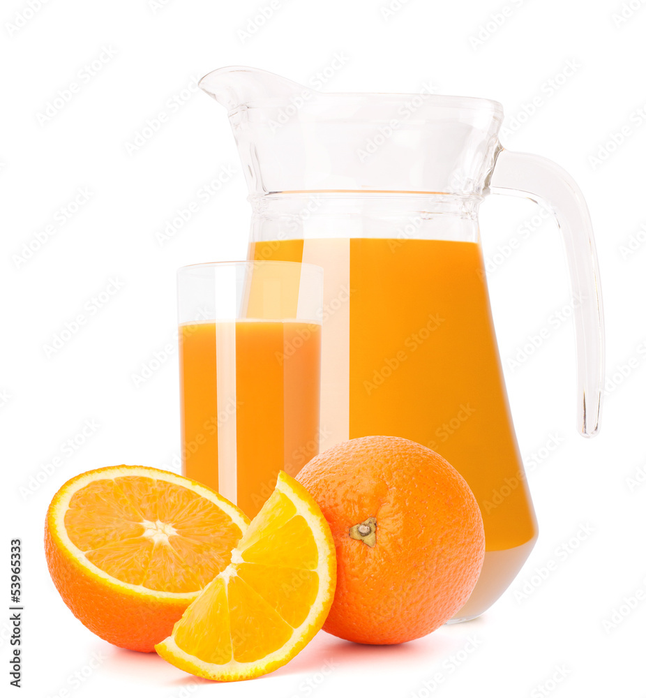 Orange fruit juice in glass jug Orange fruit juice in glass jug