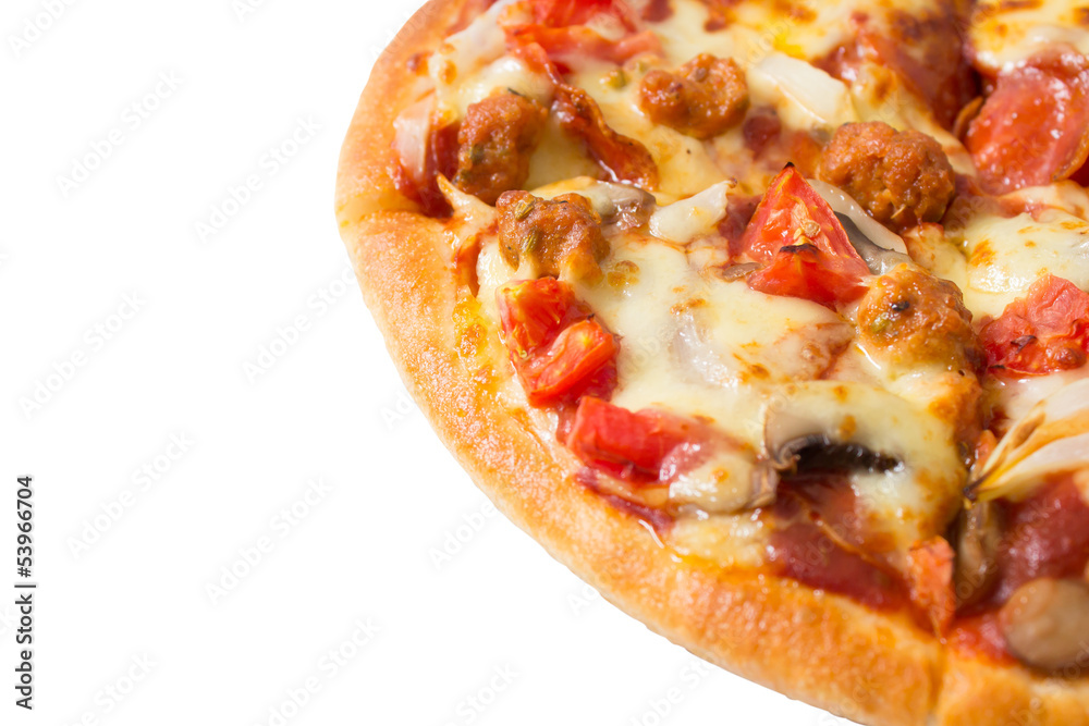 hawaiian pizza isolated on white background hawaiian pizza isolated on white background
