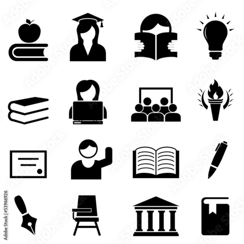 College, university and higher education icon set