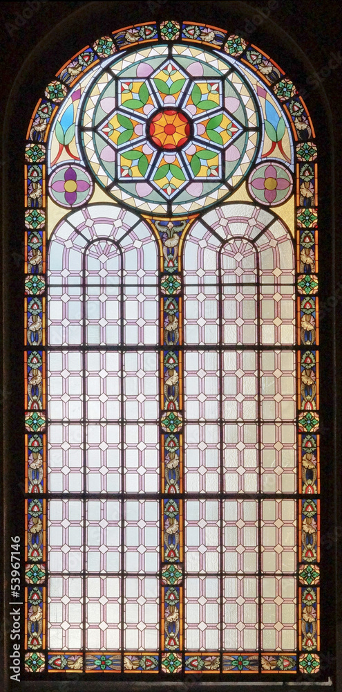 Stained glass in synagogue
