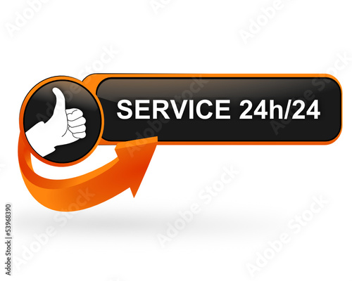 service 24 heures sur 24 sur bouton web design orange