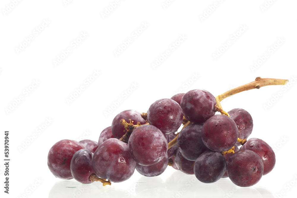 bunch of red grapes isolated on white