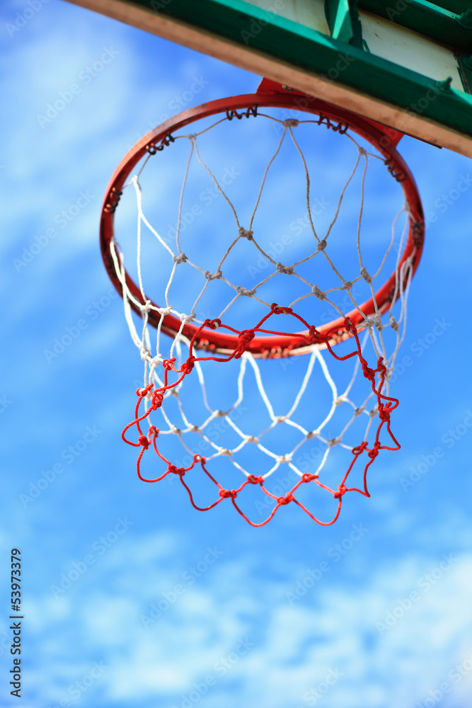 Closeup of basketball hoop