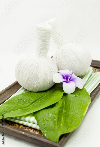 Spa massage  with thai herbal compress.