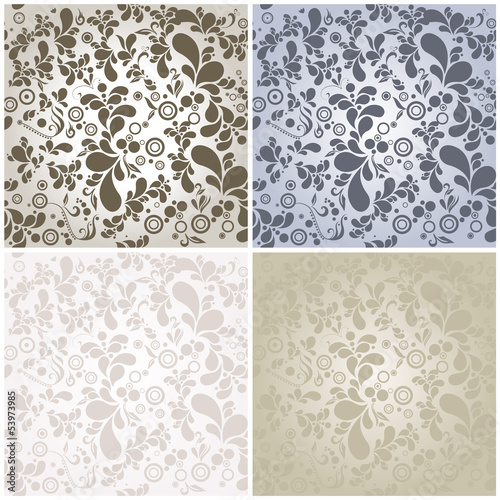 Set of seamless vintage floral backgrounds