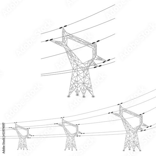 Set of power lines and electric pylons