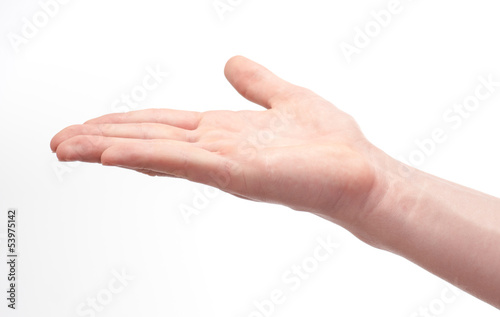 isolated young caucasian open hand