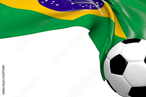 Brasilienfahne mit Fussball -3D