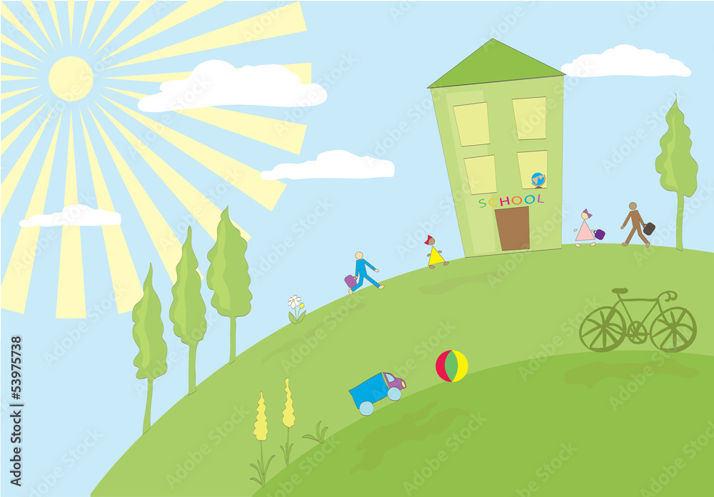 Fototapeta premium Back to school eco illustration