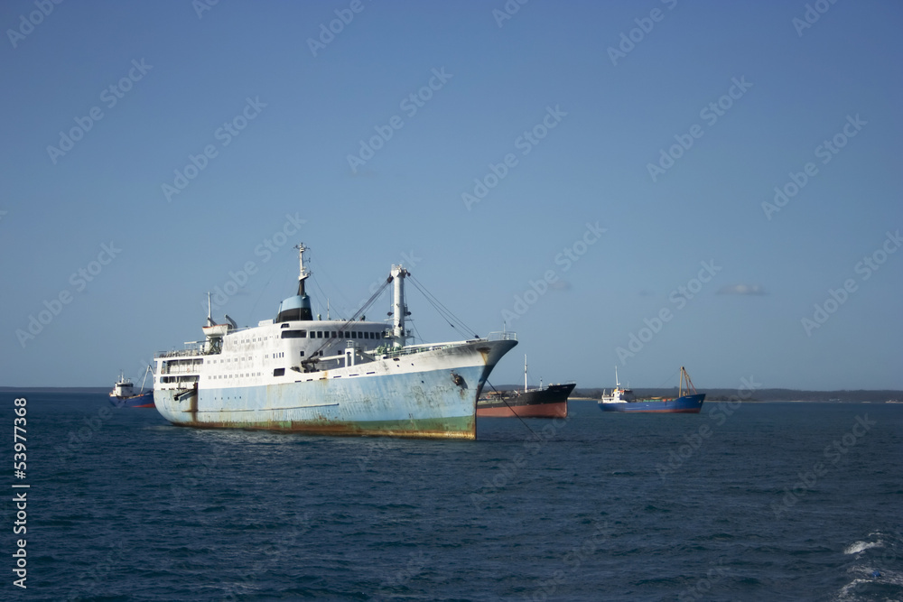 Cargo ships in Stone Town port