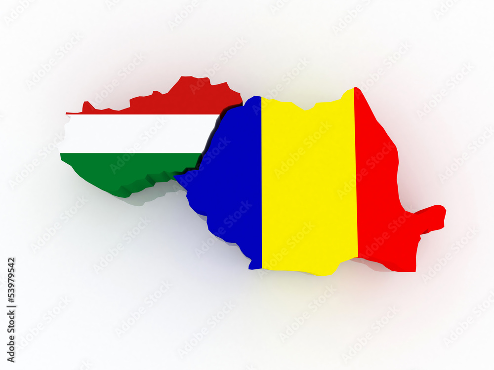 Obraz premium Map of Hungary and Romania.